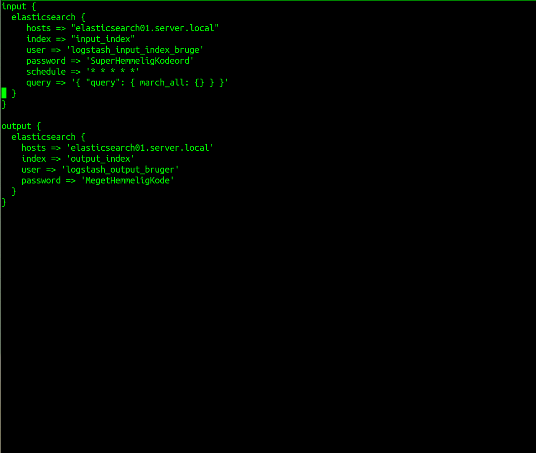 Logstash pipeline med Elasticsearch input