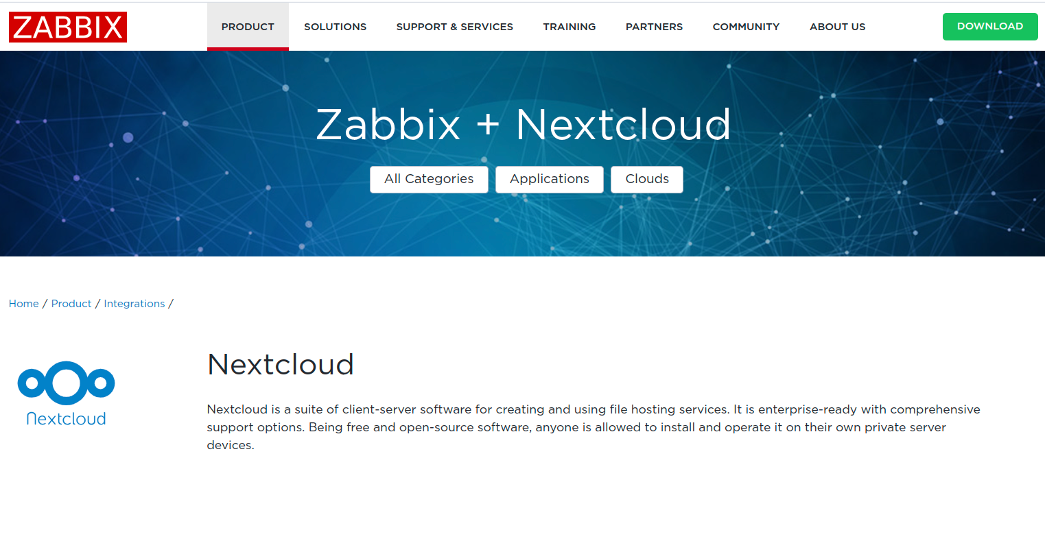 Officiel Zabbix Nextcloud overvågning